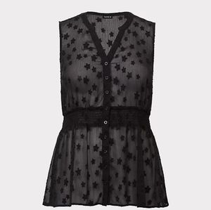 Torrid Black Star Chiffon Tank